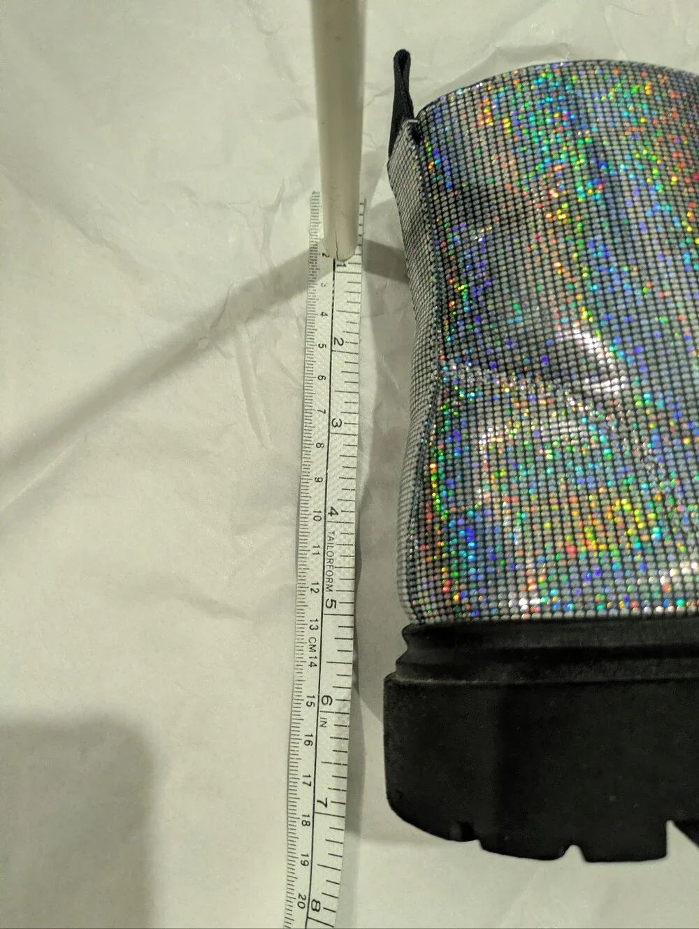 Holographic Silver Combat Boots Butterfly Charm, Child Size 3